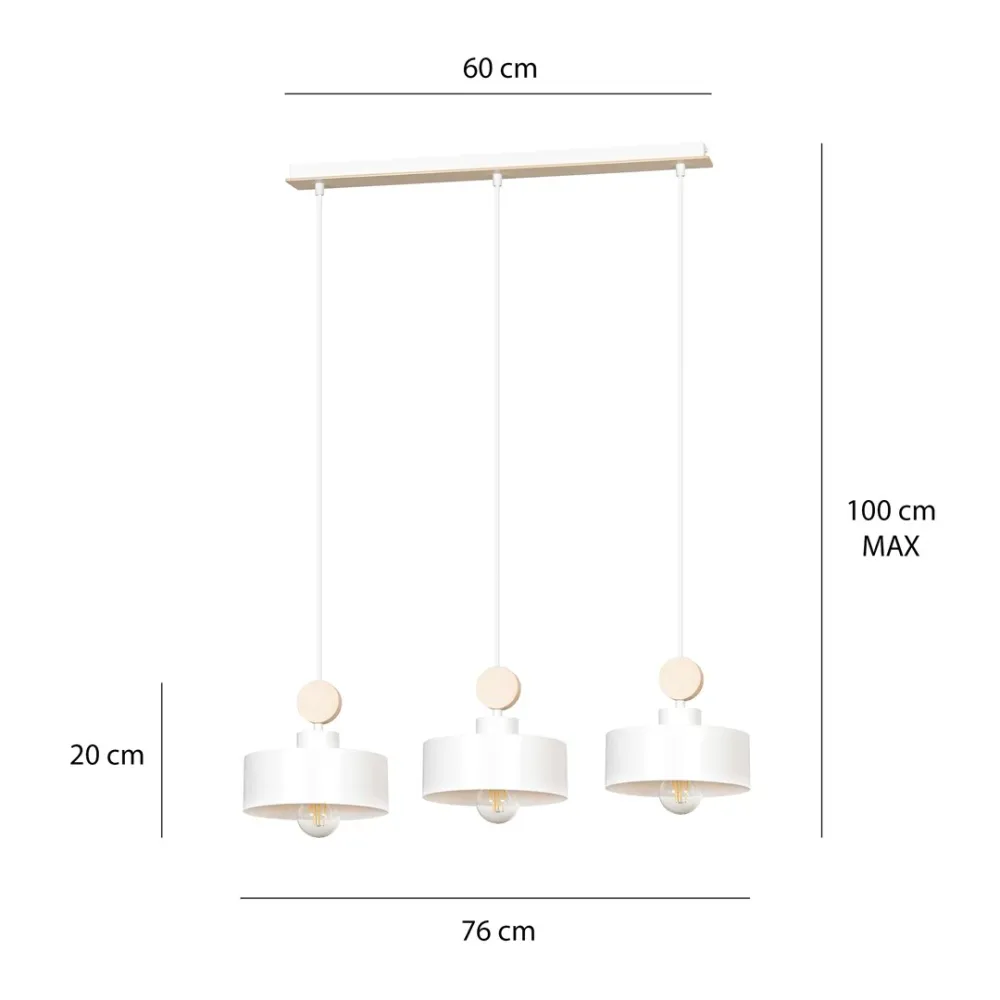 Lineare Pendelleuchte TUNISO 3L, weiß, E27 Emibig