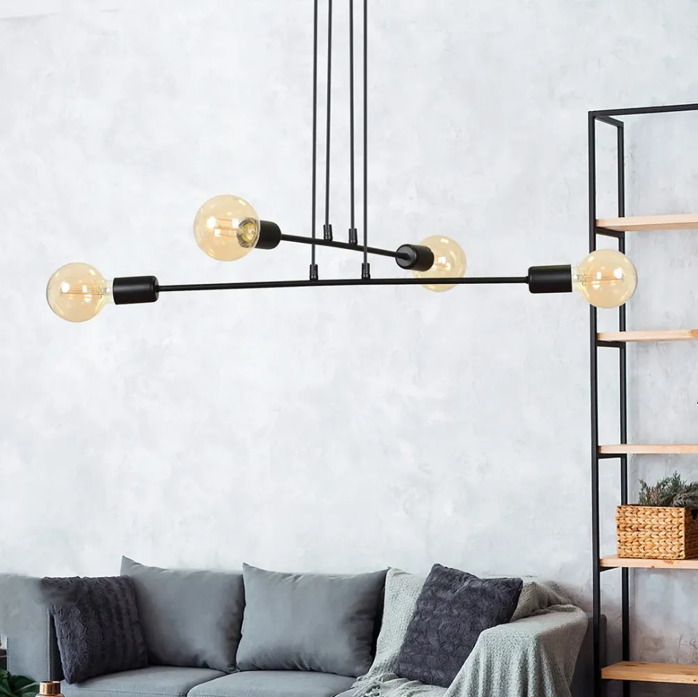 MULTIPO Pendelleuchte 4L, schwarz, E27 Emibig