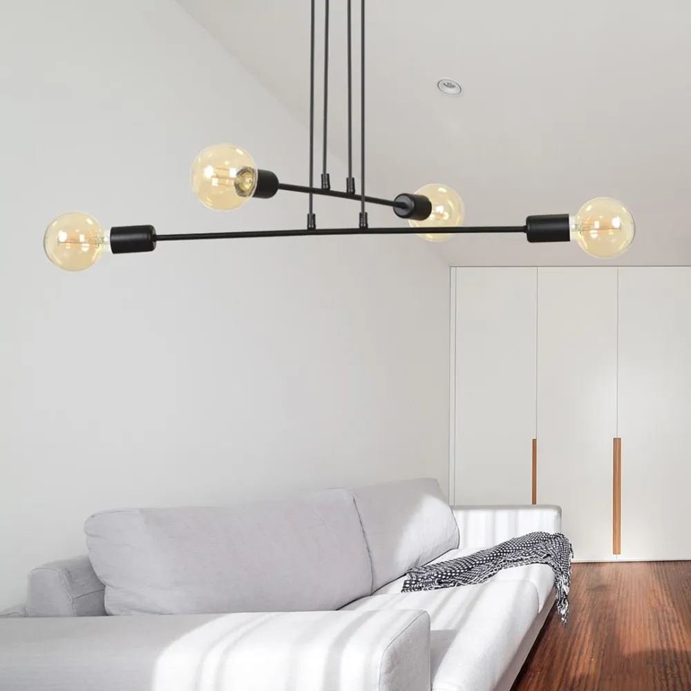 MULTIPO Pendelleuchte 4L, schwarz, E27 Emibig