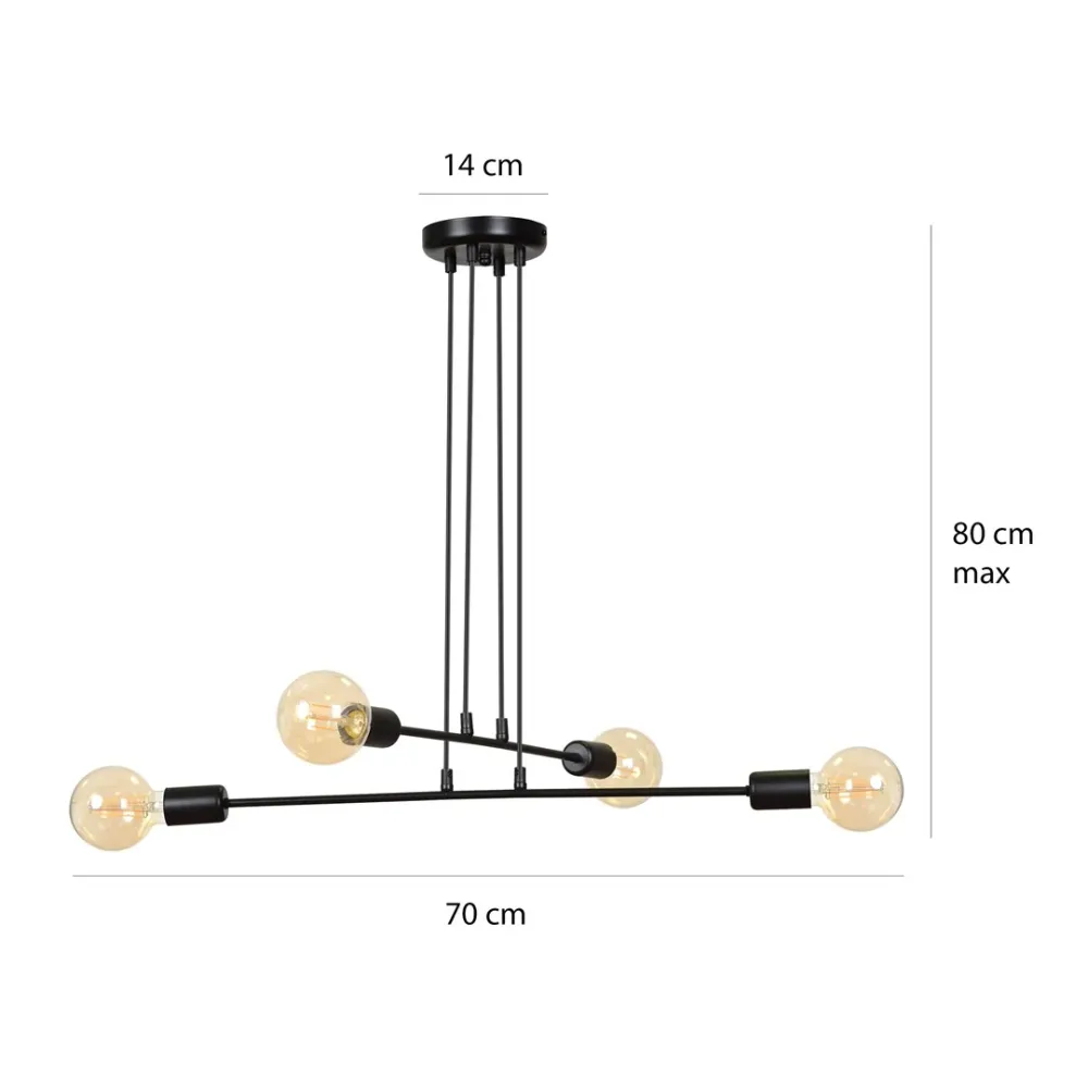MULTIPO Pendelleuchte 4L, schwarz, E27 Emibig