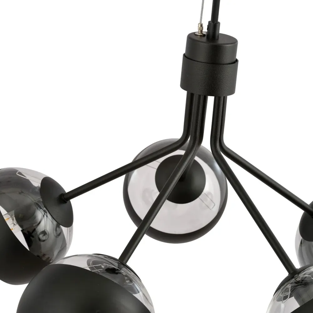 NOVA Pendelleuchte 5L, D14 schwarz, E14 Emibig