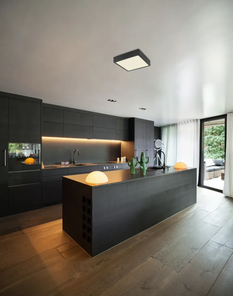 Globo Lighting Echo Deckenleuchte, flach montiert, Metall, Schwarz