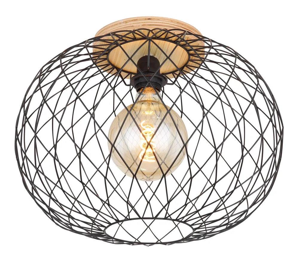 Globo Lighting Lacky Deckenleuchte, flach der Wand montiert, Metall, schwarz, E27