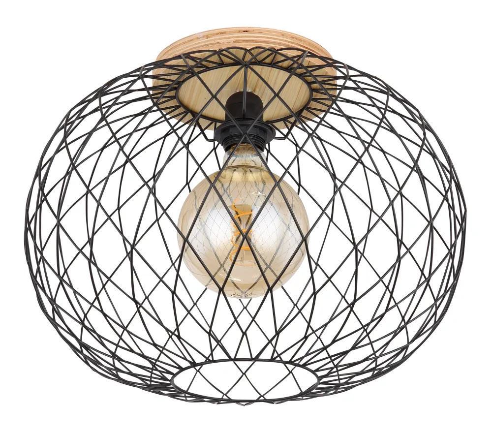 Globo Lighting Lacky Deckenleuchte, flach der Wand montiert, Metall, schwarz, E27