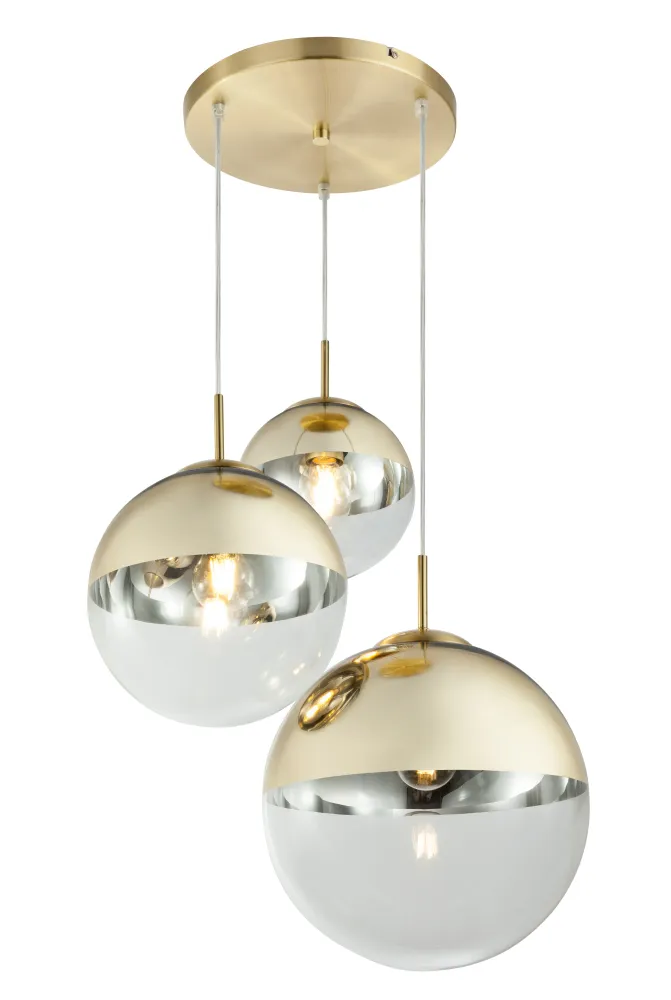 Globo Lighting Varus Pendelleuchte, Metall, Gold, E27, 3L