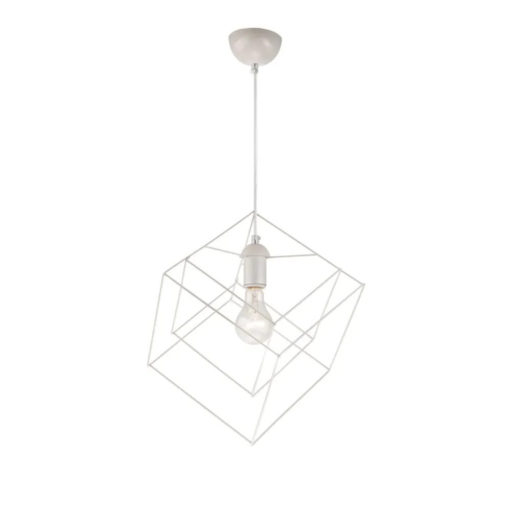Deckenpendelleuchte Lamkur, Stahl, weiß, E27, Höhe 111,5 cm White