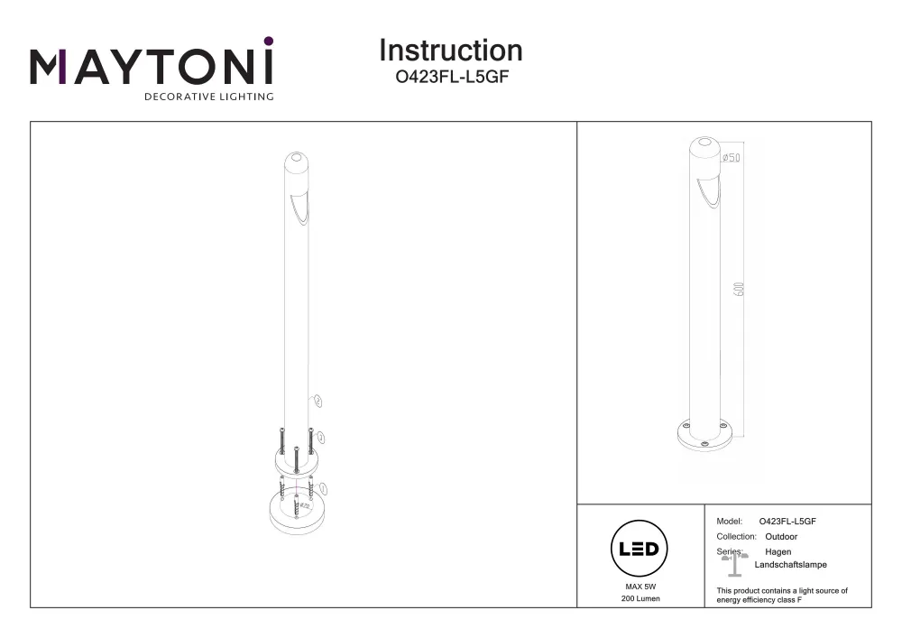Maytoni Hagen 1L, Graphit LED D 5cm