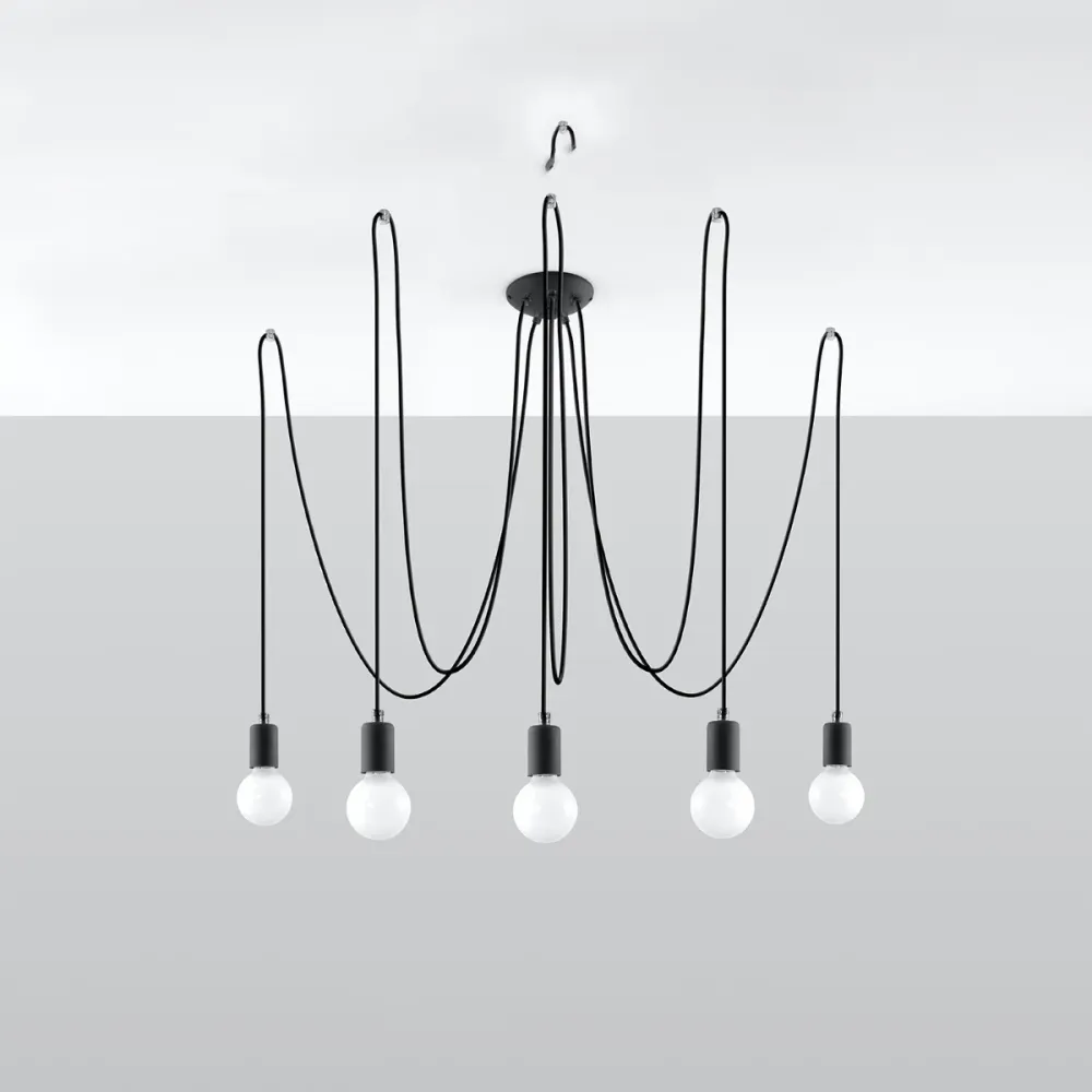 Sollux Lighting Edison 5L Pendelleuchte Stahl E27