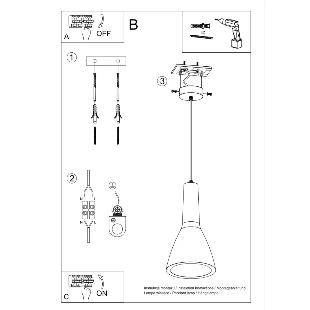 Sollux Lighting Empoli 1L Deckenpendelleuchte E27 grau