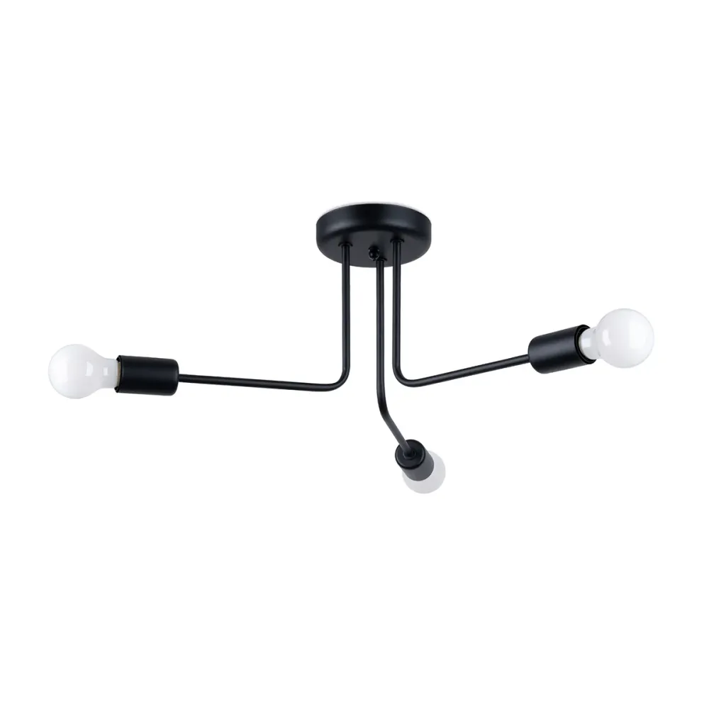Sollux Lighting Norah 3L Deckenleuchte E27 Stahl schwarz