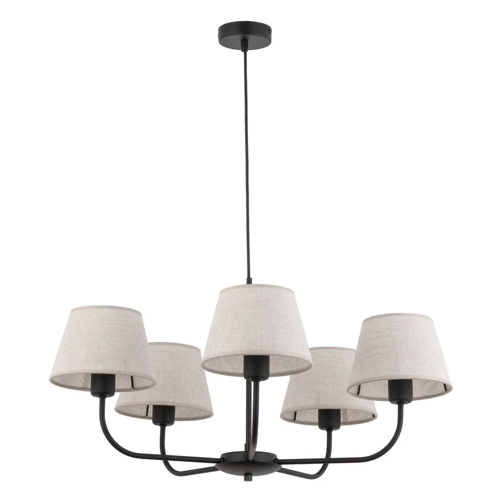 Kronleuchter CHICAGO, Metall, schwarz, E27, 5L TK Lighting