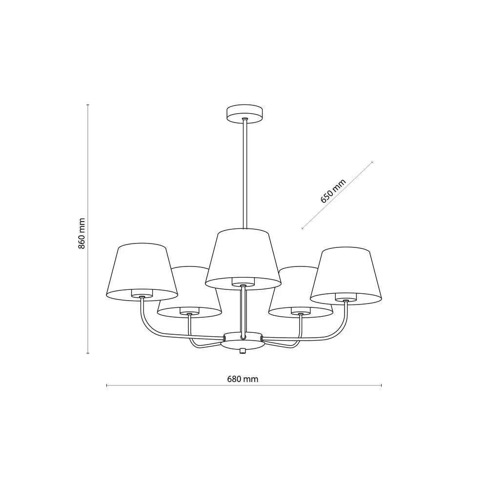 Kronleuchter CHICAGO, Metall, schwarz, E27, 5L TK Lighting