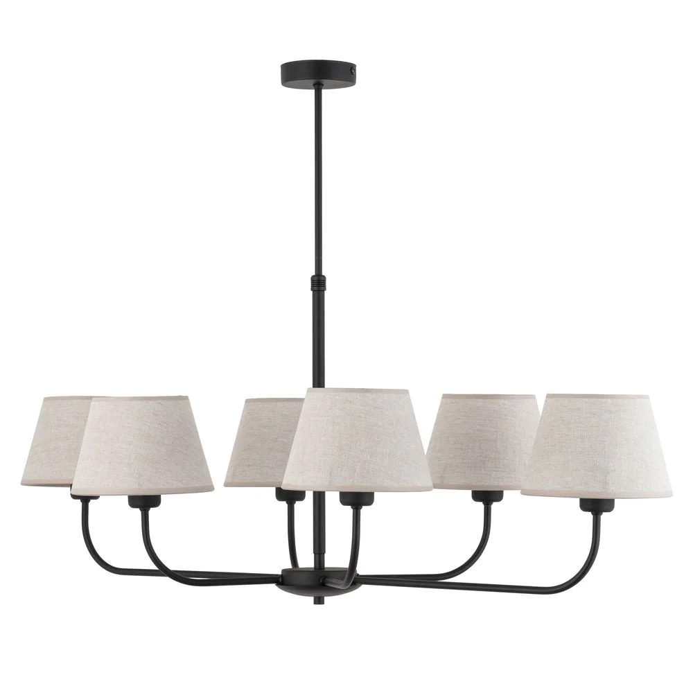 Kronleuchter CHICAGO, Metall, schwarz, E27, 6L TK Lighting