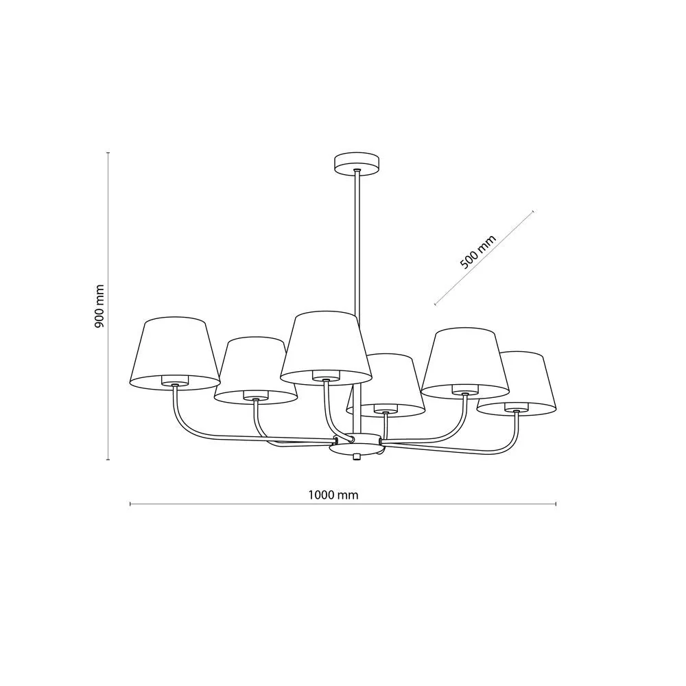 Kronleuchter CHICAGO, Metall, schwarz, E27, 6L TK Lighting