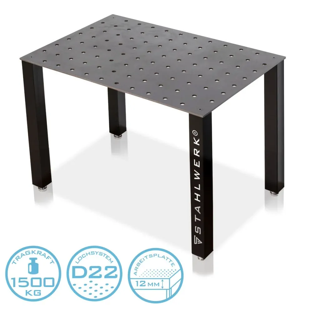 STAHLWERK Schweißtisch Montagetisch DIY-Bausatz mit massiver 12 mm Arbeitsplatte hochbelastbarer S355 Stahl, pulverbeschic...