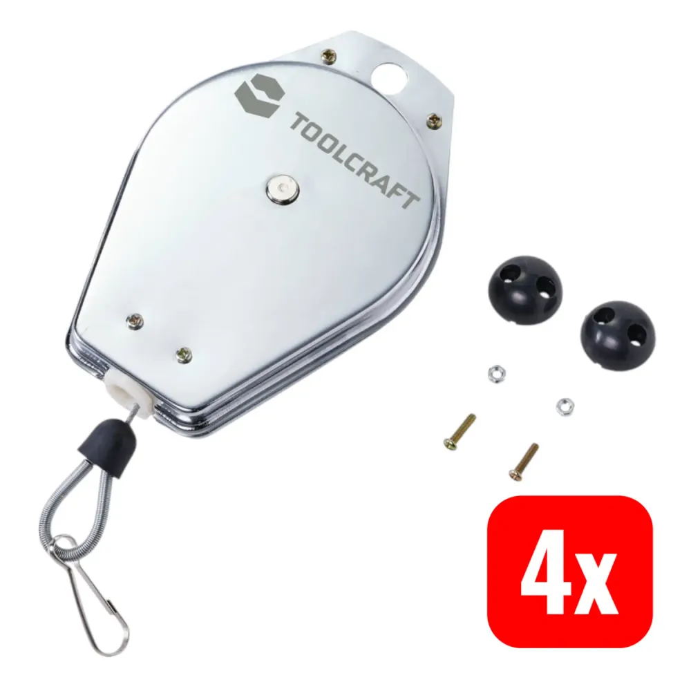 B-Ware Toolcraft Federzug Seilauszug Werkzeughalter 1,5 M Tragkraft 2 Kg 4 Stück