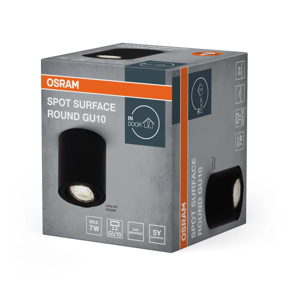 OSRAM Spot Surface Round Deckenaufbauspot, Ø 80mm, schwarz, GU10