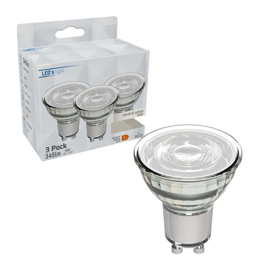 LED Strahler GU10 - 4W ersetzt 50W - 345 lm - Kaltweiß - 3PACK