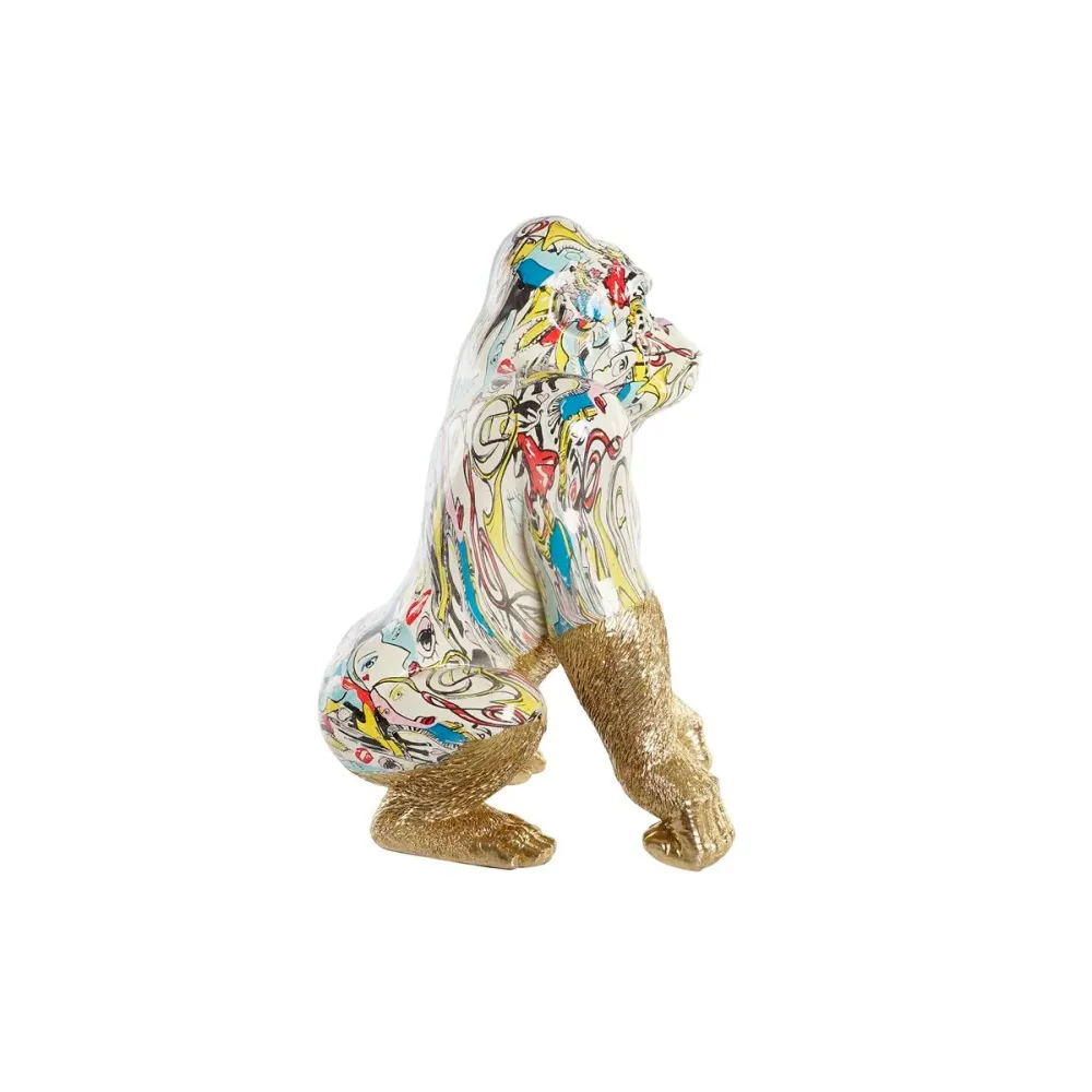 Deko-Figur DKD Home Decor 28,5 x 26,5 x 41 cm Gold Bunt Gorilla
