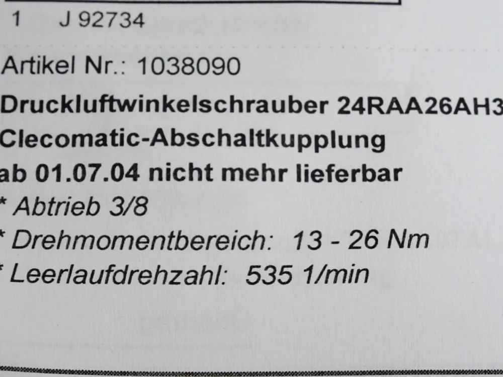 Cooper Cleco Druckluftwinkelschrauber 24RAA26AH3 / Neuwertig