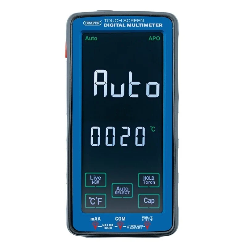 Draper Tools Multimeter 1mA-10A, 1MV-750V, Touchscreen D16232
