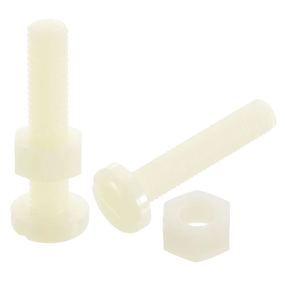 Uxcell 50Set Nylon Screw Nut Assortment, M8-1.25x40mm Slotted Pan Head Screws & M8 Nuts