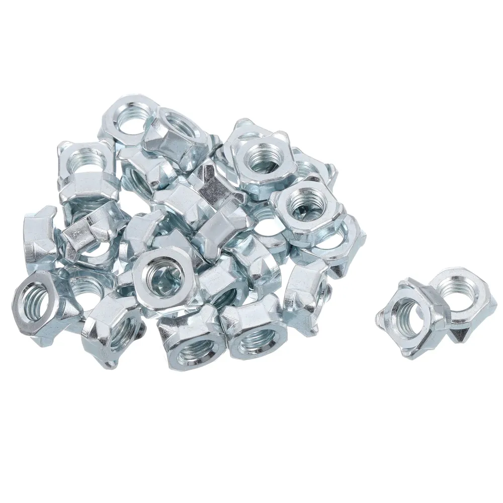Uxcell Weld Nuts, M8 Square UNC Carbon Steel Machine Screw Silver 40Pcs