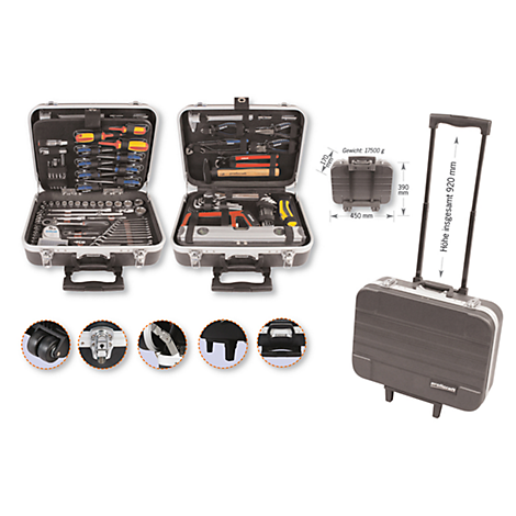 Werkzeugtrolley Projahn proficraft, 1/4', 130-tlg., ABS-Kunststoff, mit Teleskopgriff, abschließbar, schwarz